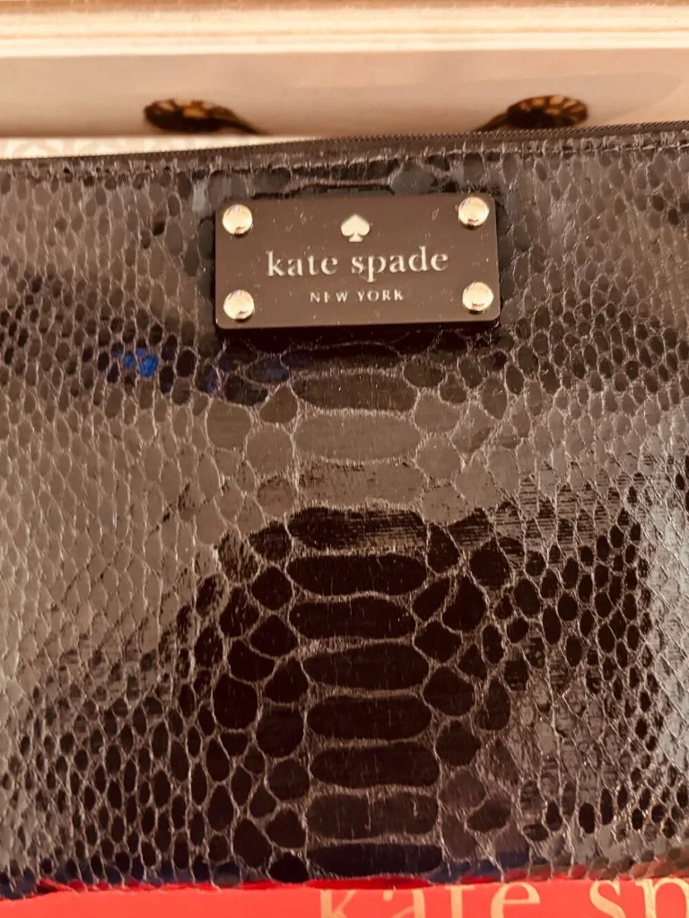Kate Spade Black Snakeskin Pouch